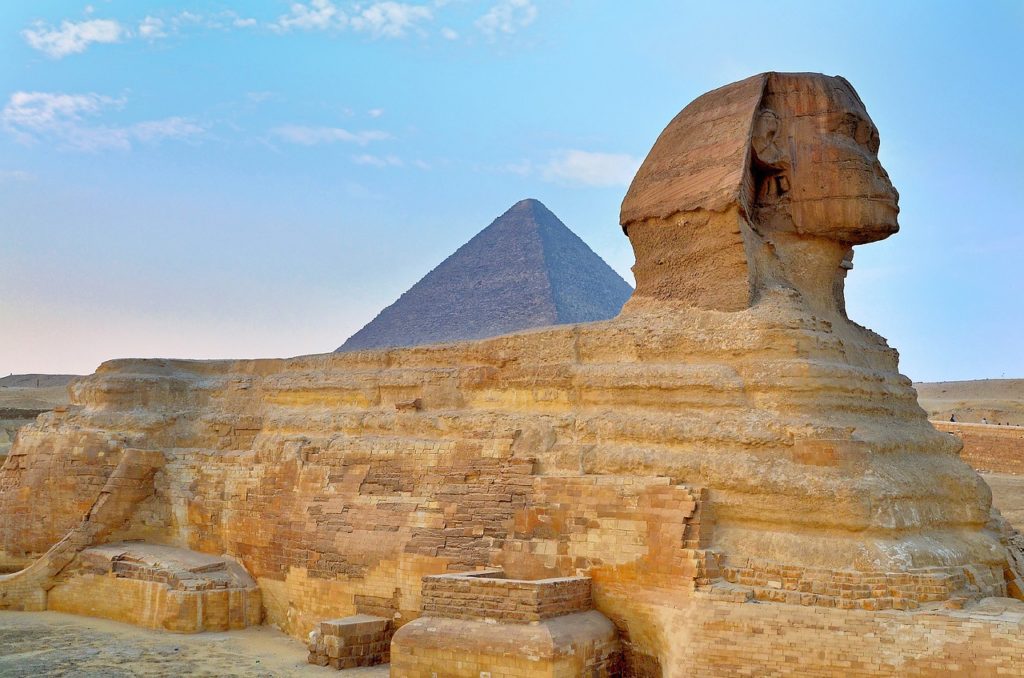 Pyramids at Giza and Sphinx